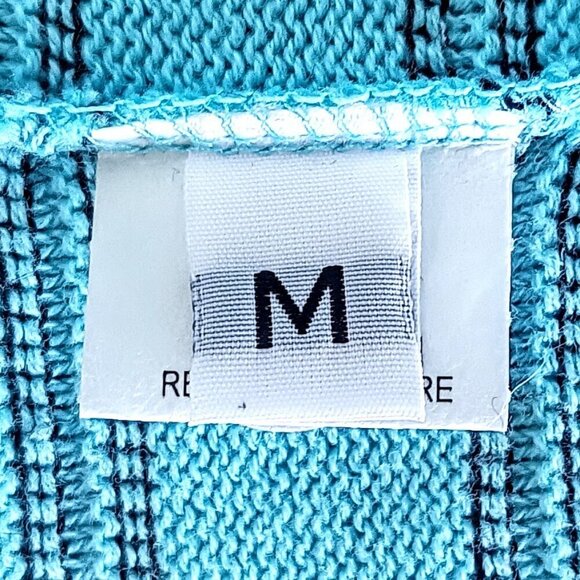 Margaret Winters Blue Yellow Striped Cotton Cuffed Tee NWT - Picture 6 of 8